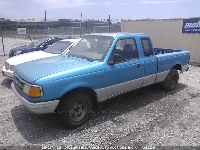 1FTCR14X4RPC63600 - 1994 FORD RANGER SUPER CAB BLUE photo 2