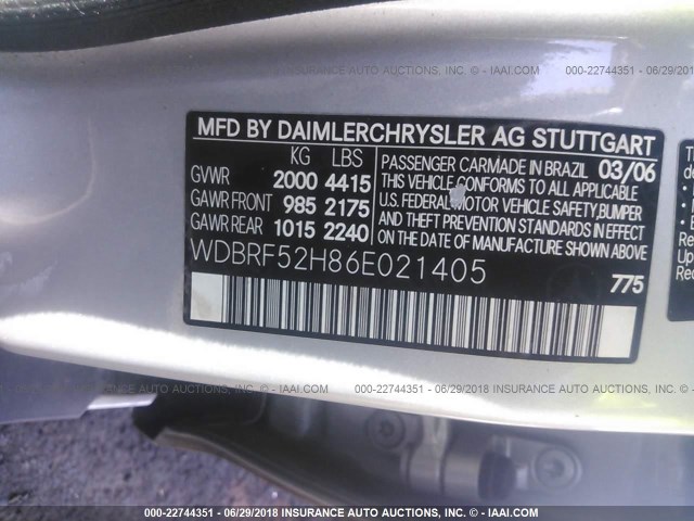 WDBRF52H86E021405 - 2006 MERCEDES-BENZ C GENERATION 2006 230 SILVER photo 9