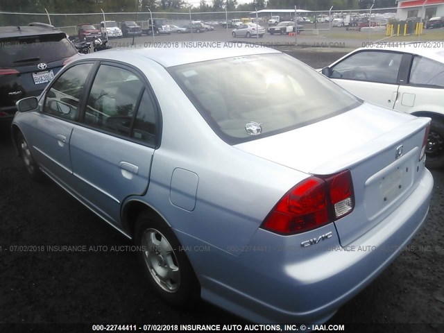 JHMES96675S024872 - 2005 HONDA CIVIC HYBRID Light Blue photo 3