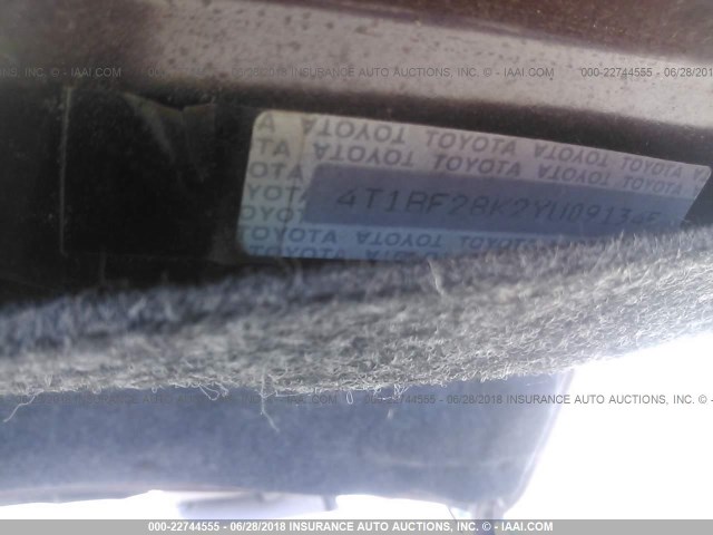 4T1BF28K2YU091345 - 2000 TOYOTA CAMRY LE/XLE 红色 照片 9