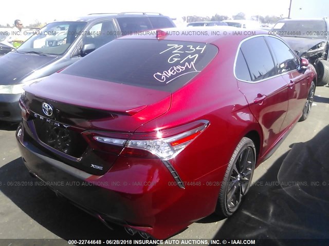 4T1B61HK7JU546738 - 2018 TOYOTA CAMRY XSE RED photo 4