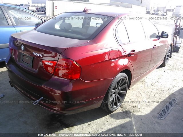 WBAPK5C50BF122819 - 2011 BMW 328 XI SULEV MAROON photo 4