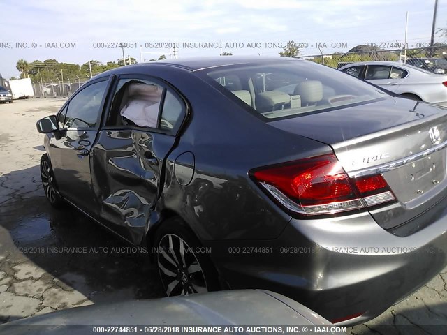 19XFB2F99FE007129 - 2015 HONDA CIVIC EXL GRAY photo 3