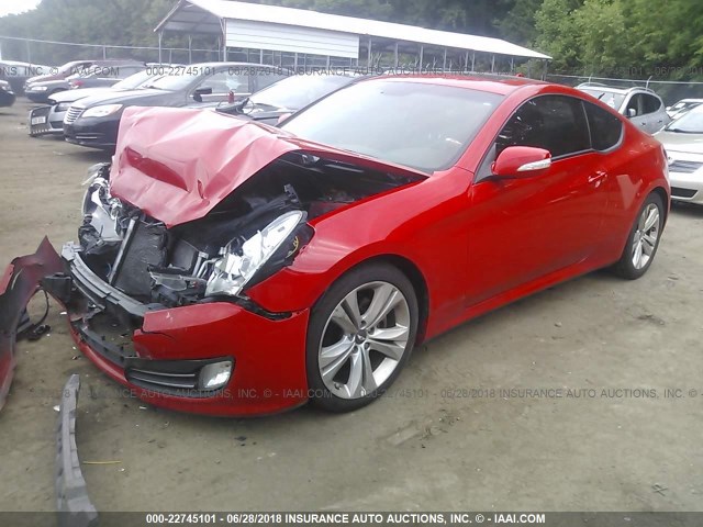 KMHHU6KH8CU076393 - 2012 HYUNDAI GENESIS COUPE 3.8L RED photo 2