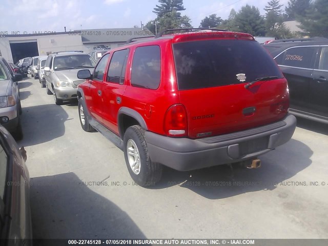 1D4HS38N63F623464 - 2003 DODGE DURANGO SPORT RED photo 3