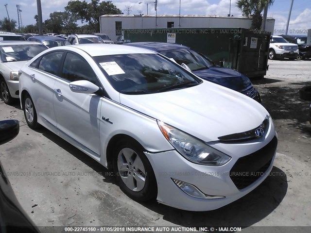 KMHEC4A40BA005584 - 2011 HYUNDAI SONATA HYBRID WHITE photo 1