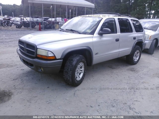 1B4HS38N52F107640 - 2002 DODGE DURANGO SPORT/SXT SILVER photo 2