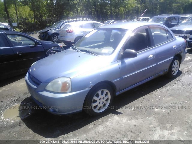 KNADC125646310421 - 2004 KIA RIO Light Blue photo 2