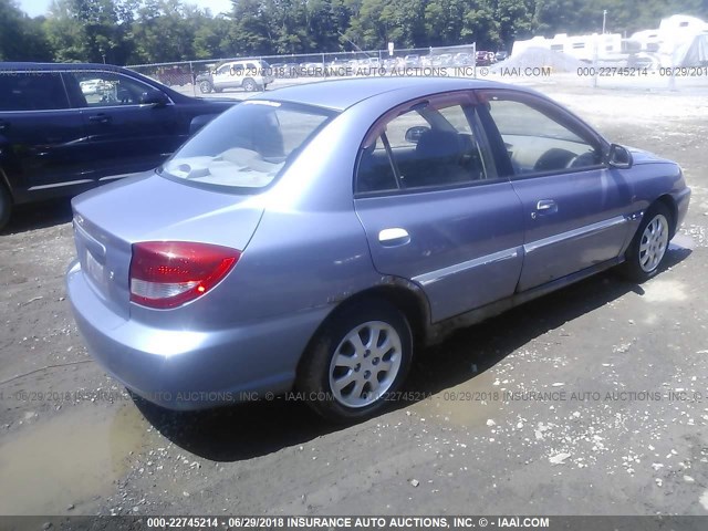 KNADC125646310421 - 2004 KIA RIO Light Blue photo 4