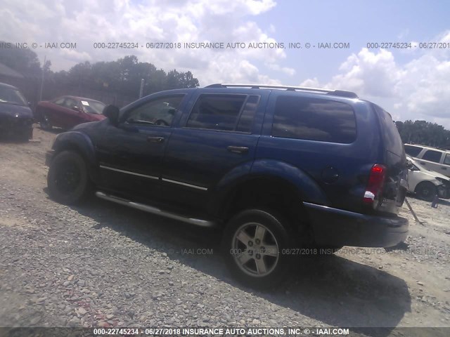 1D4HB58N66F124714 - 2006 DODGE DURANGO LIMITED BLUE photo 3