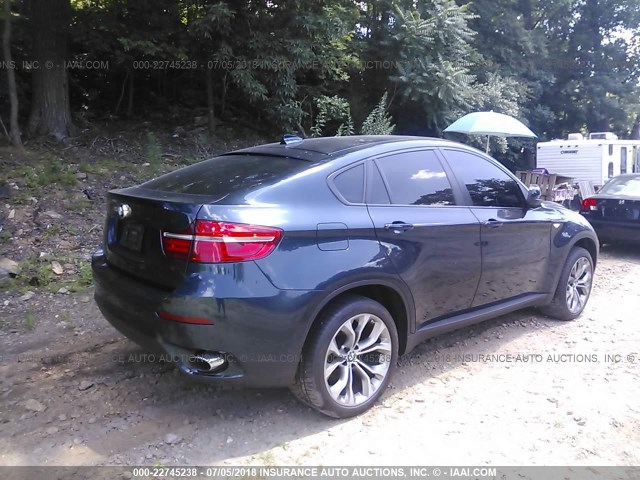 5UXFG2C53E0H11340 - 2014 BMW X6 XDRIVE35I BLUE photo 4