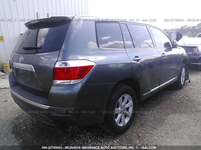 5TDZA3EH9CS029308 - 2012 TOYOTA HIGHLANDER SE GRAY photo 4