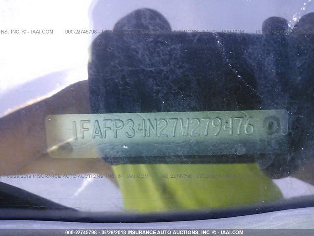 1FAFP34N27W279476 - 2007 FORD FOCUS ZX4/S/SE/SES 白色 照片 9