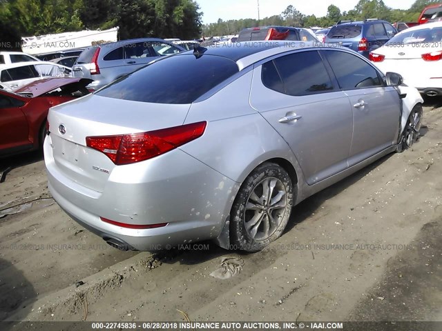 KNAGN4A67B5149065 - 2011 KIA OPTIMA EX/SX SILVER photo 4