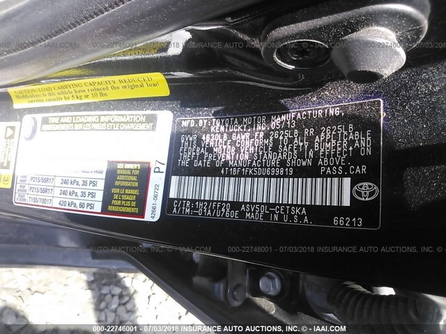 4T1BF1FK5DU699819 - 2013 TOYOTA CAMRY L/SE/LE/XLE Qara foto 8