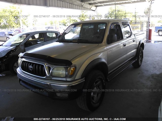 5TEGN92N91Z765772 - 2001 TOYOTA TACOMA DOUBLE CAB PRERUNNER SILVER photo 2