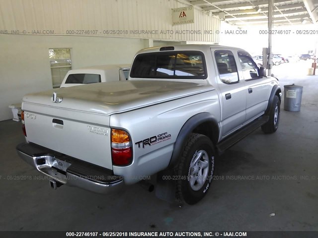 5TEGN92N91Z765772 - 2001 TOYOTA TACOMA DOUBLE CAB PRERUNNER SILVER photo 4