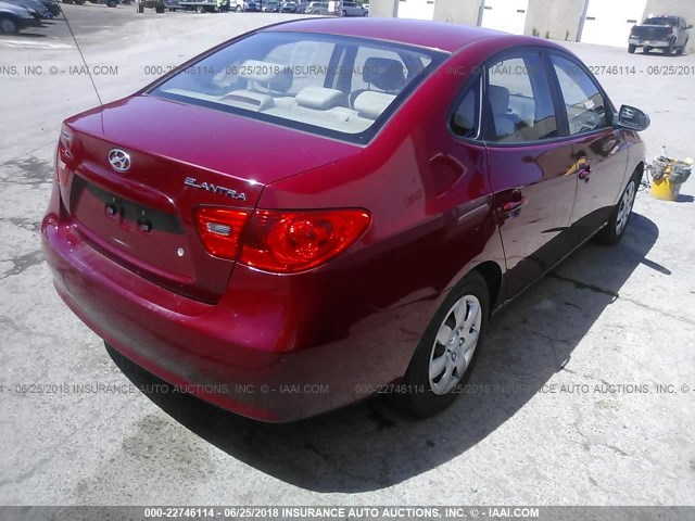 KMHDU46D87U047654 - 2007 HYUNDAI ELANTRA GLS/SE/LIMITED RED photo 4