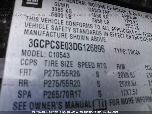 3GCPCSE03DG126896 - 2013 CHEVROLET SILVERADO C1500 LT Schwarz Foto 9