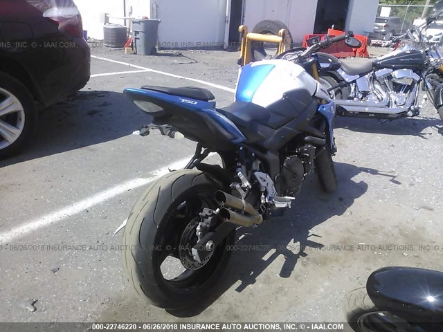 JS1GR7NA2F2100977 - 2015 SUZUKI GSX-S750 BLUE photo 4