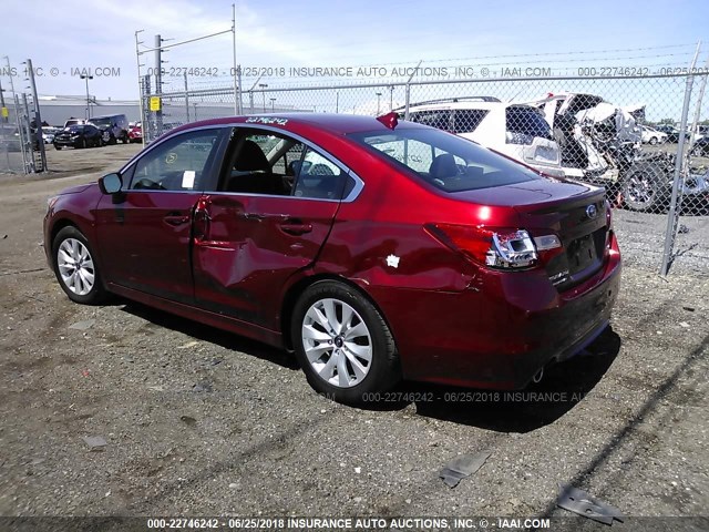 4S3BNAC65G3052345 - 2016 SUBARU LEGACY 2.5I PREMIUM RED photo 3