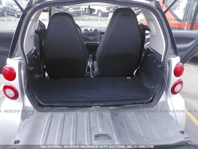WMEEJ31X78K158255 - 2008 SMART FORTWO PURE/PASSION SILVER photo 8