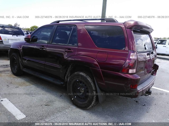 JTEZT17R958007459 - 2005 TOYOTA 4RUNNER LIMITED RED photo 3