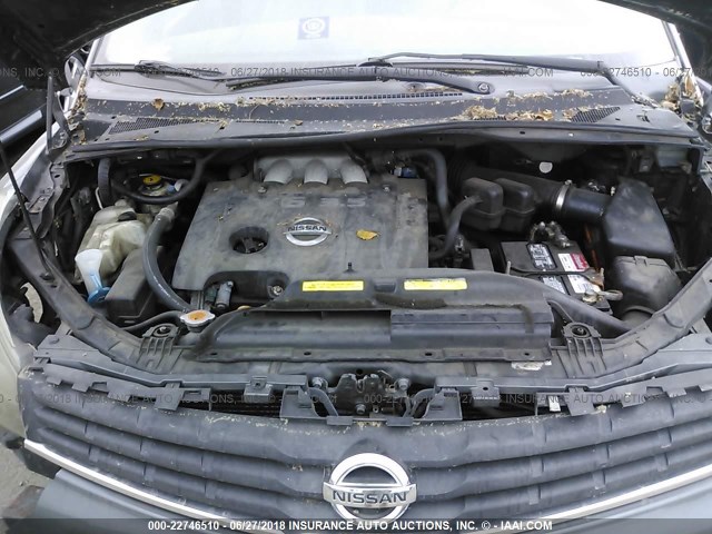 5N1BV28U08N109744 - 2008 NISSAN QUEST S/SE/SL GRAY photo 10