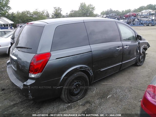 5N1BV28U08N109744 - 2008 NISSAN QUEST S/SE/SL GRAY photo 4