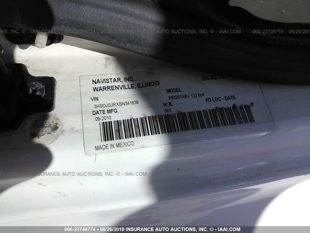 3HSDJSJRXBN341639 - 2011 INTERNATIONAL PROSTAR أبيض صورة 10