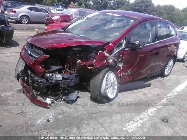 1FADP5CU2FL110635 - 2015 FORD C-MAX PREMIUM SEL RED photo 2