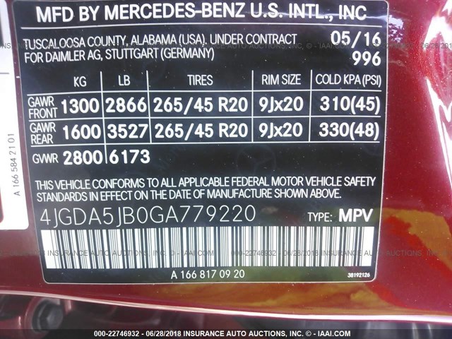 4JGDA5JB0GA779220 - 2016 MERCEDES-BENZ GLE 350 RED photo 9