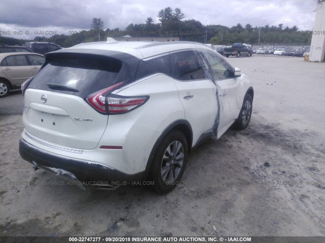 5N1AZ2MH2JN122493 - 2018 NISSAN MURANO S/SL/SV/PLATINUM WHITE photo 4