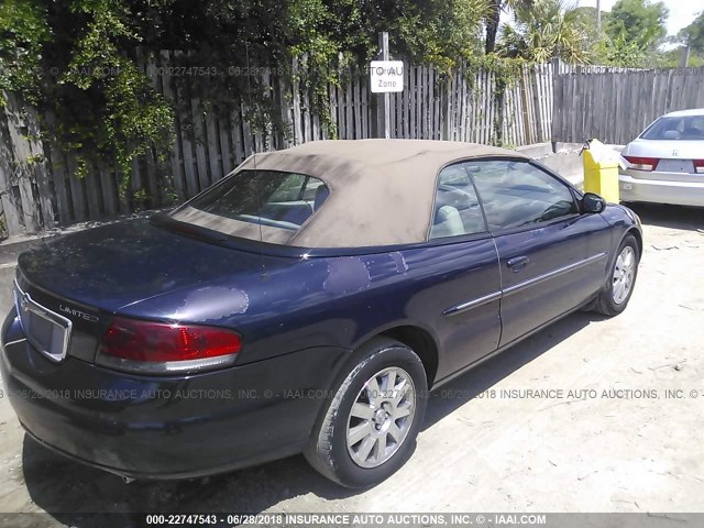 1C3EL65R15N594894 - 2005 CHRYSLER SEBRING LIMITED Dark Blue photo 4