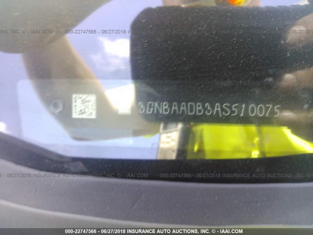 3GNBAADB3AS510075 - 2010 CHEVROLET HHR LS Mavi foto 9