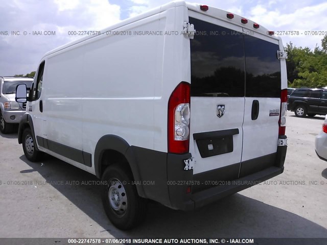 3C6TRVAG7HE536305 - 2017 RAM PROMASTER 1500 1500 STANDARD WHITE photo 3