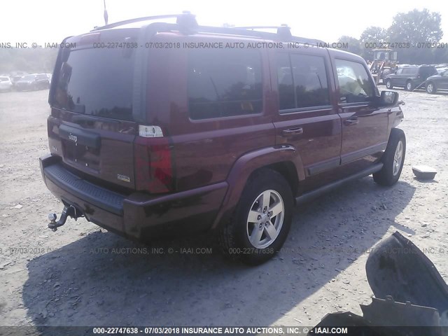 1J8HG48P57C529016 - 2007 JEEP COMMANDER RED photo 4