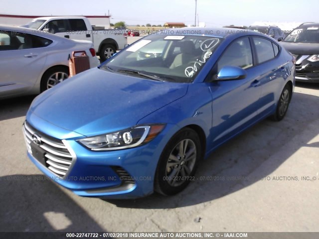 5NPD84LF5JH229876 - 2018 HYUNDAI ELANTRA SEL/VALUE/LIMITED BLUE photo 2