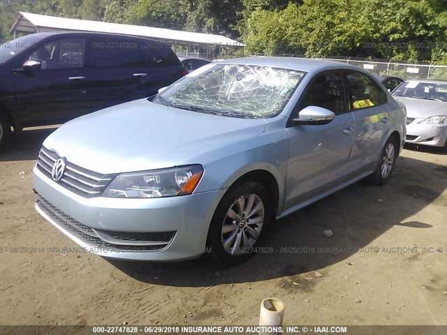 1VWAP7A33CC082369 - 2012 VOLKSWAGEN PASSAT S Light Blue photo 2