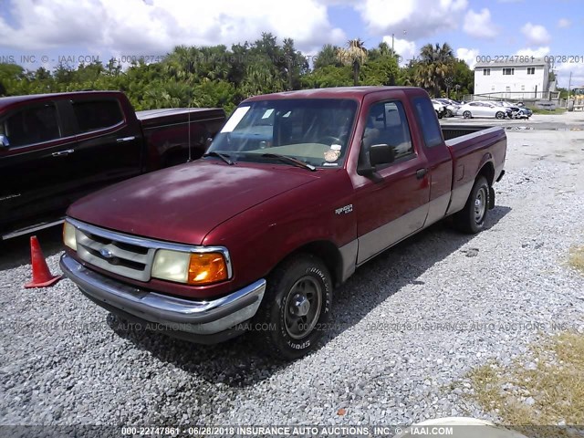 1FTCR14A4VTA54368 - 1997 FORD RANGER SUPER CAB RED photo 2