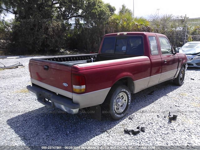 1FTCR14A4VTA54368 - 1997 FORD RANGER SUPER CAB RED photo 4