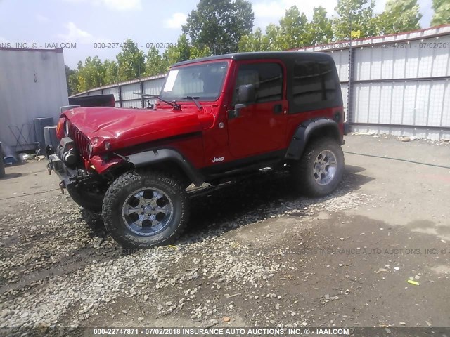 1J4FA49S55P337761 - 2005 JEEP WRANGLER / TJ SPORT RED photo 2