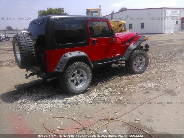 1J4FA49S55P337761 - 2005 JEEP WRANGLER / TJ SPORT RED photo 4