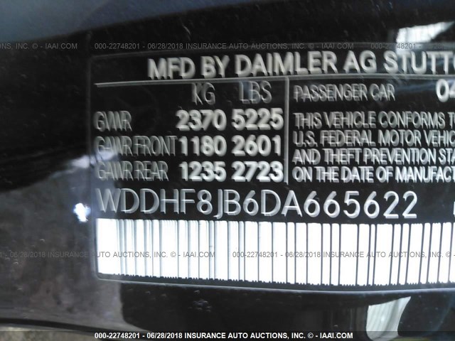 WDDHF8JB6DA665622 - 2013 MERCEDES-BENZ E 350 4MATIC BLACK photo 9