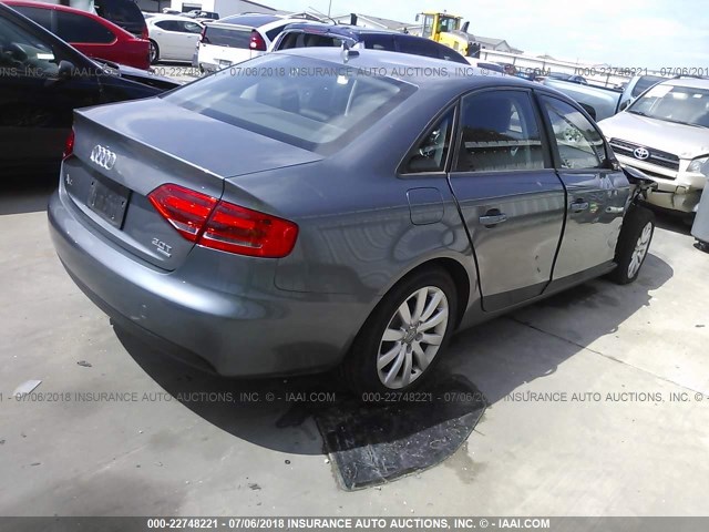 WAUBFAFL2CN020611 - 2012 AUDI A4 PREMIUM GRAY photo 4