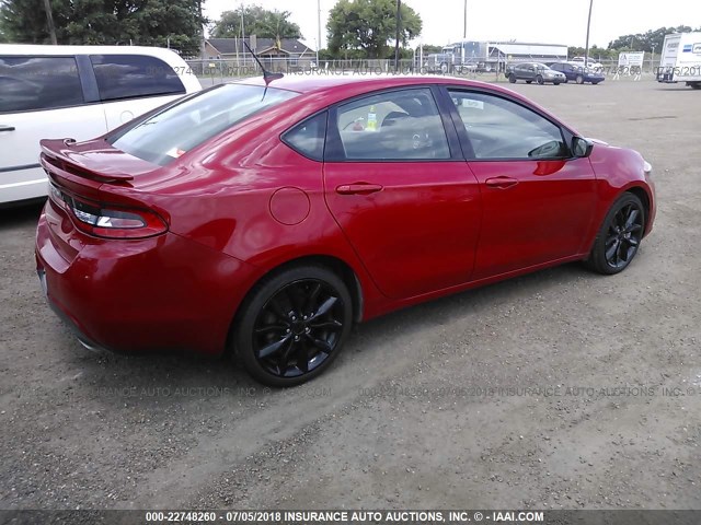 1C3CDFBB3GD728552 - 2016 DODGE DART SXT RED photo 4