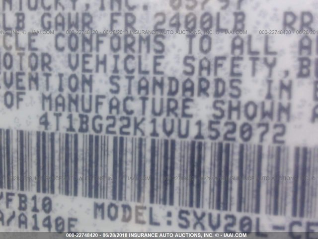 4T1BG22K1VU152072 - 1997 TOYOTA CAMRY CE/LE/XLE MAROON photo 9