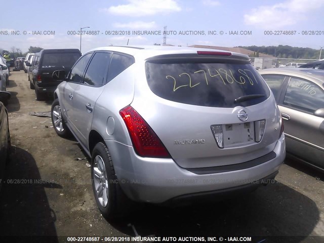 JN8AZ08T16W418425 - 2006 NISSAN MURANO SL/SE/S SILVER photo 3