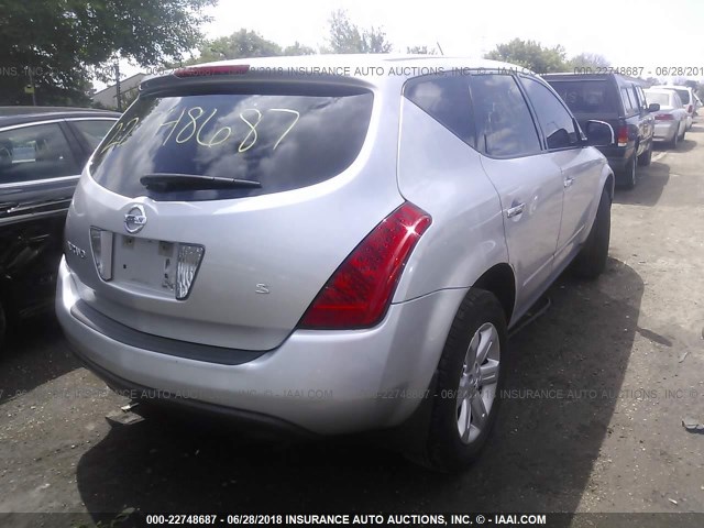 JN8AZ08T16W418425 - 2006 NISSAN MURANO SL/SE/S SILVER photo 4