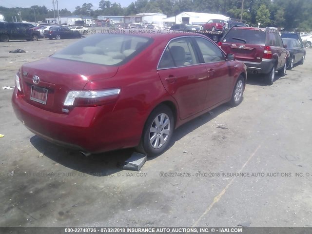 JTNBB46K073037928 - 2007 TOYOTA CAMRY NEW GENERAT HYBRID RED photo 4